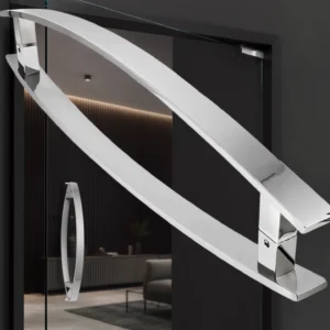 PUXADOR-ACO-INOX-RETO-CURVO-40X10 PARA-PORTAS-DE-MADEIRA-VIDROS-ALUMINIO